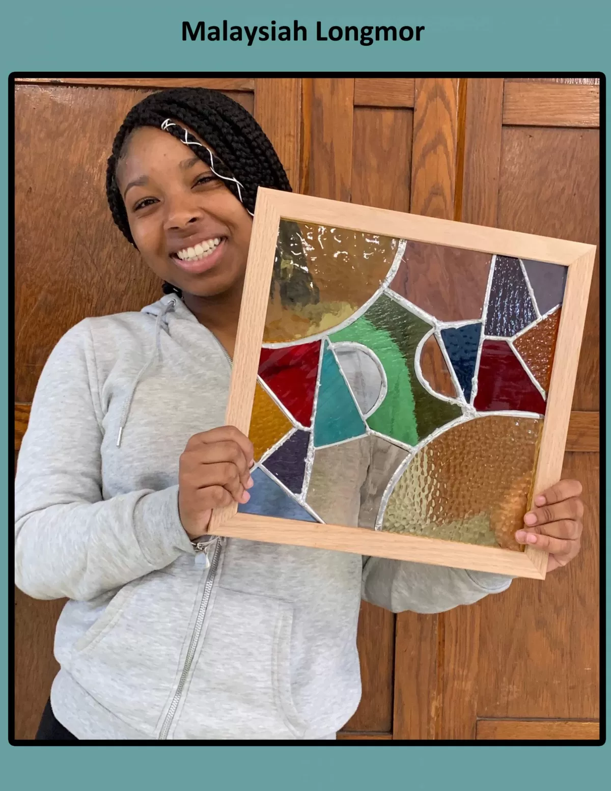 Malaysiah with her project - Photo Credit: The Stained Glass Project