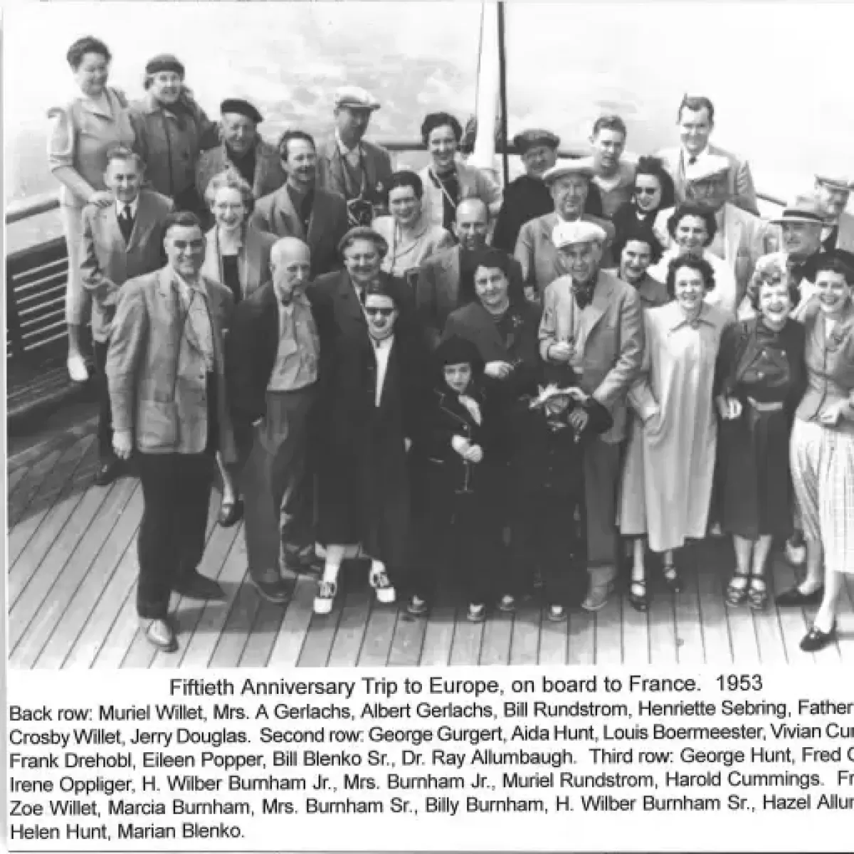 SGAA 50th Anniversary Trip to Europe, on board to France, 1953